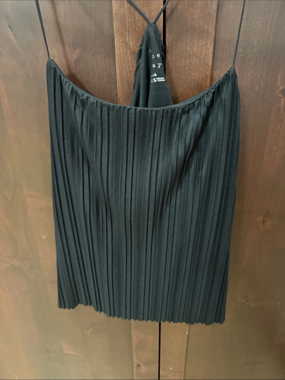 a new day Black Pleated Ribbed Tank Top